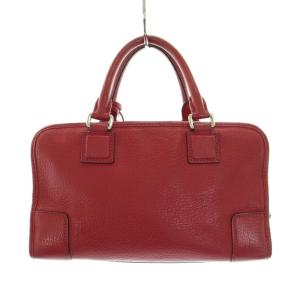 LOEWE アマソナ28 ボストンバッグ ハンドバッグ レザー 南京錠 クロシェット ロゴ型押し レッド