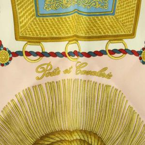 HERMES カレ90 サーベル飾袋 PORTEETCAUABRIE スカーフ 絹 シルク 白 ホワイト ピンク