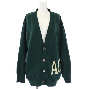 JEANS FACTORY 別注 AC プリントスウェットカーディガン ロゴ 長袖 緑 グリーン