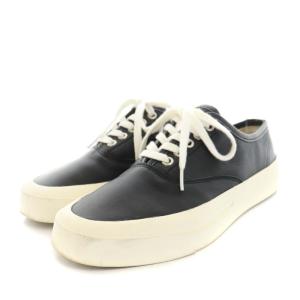Maison Kitsuné スニーカー シューズ レザー レースアップ 37 23.0cm 黒 ブラック 白 ホワイト