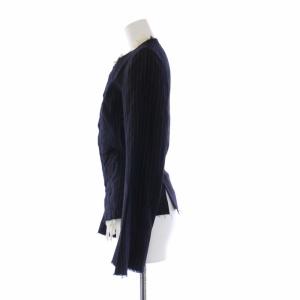 JUNYA WATANABE MAN PINK コムデギャルソン AD2005 ノーカラージャケット レース ストライプ S 紺 ネイビー UP-J005