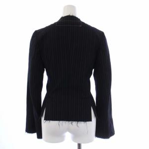 JUNYA WATANABE MAN PINK コムデギャルソン AD2005 ノーカラージャケット レース ストライプ S 紺 ネイビー UP-J005