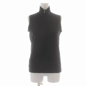 ベスト ジップアップ ハイネック ストレッチ イタリア製 S 黒 ブラック