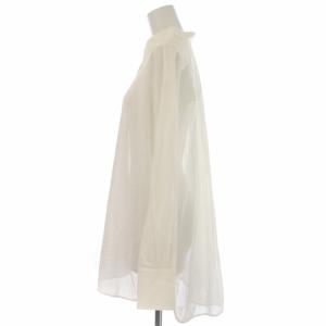 EPOCA シアーシャツ ブラウス チュニック シースルー ギャザー 長袖 40 M 白 ホワイト