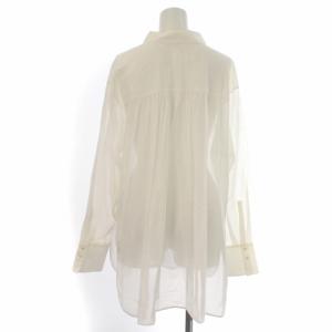 EPOCA シアーシャツ ブラウス チュニック シースルー ギャザー 長袖 40 M 白 ホワイト