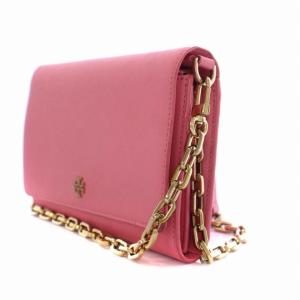 TORY BURCH ウォレット ショルダーバッグ チェーン レザー ピンク