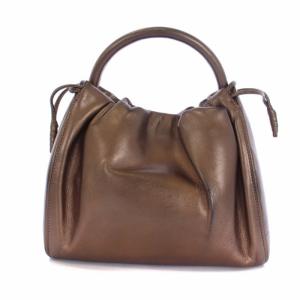 LOEWE アナグラム ハンドバッグ レザー メタリックブラウン