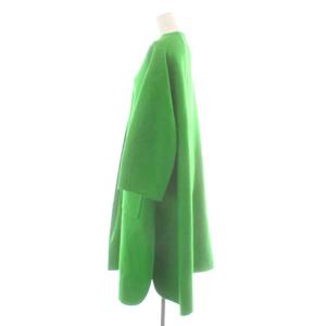 Drawer ノーカラーコート ロング カシミヤ 38 M グリーン