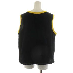 PRADA タンクトップ コットン M 黒 ブラック 黄 イエロー