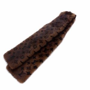 LOUIS VUITTON モノグラム ミンク エシャルプ ヴィゾン ファー ストール マフラー ブラウン