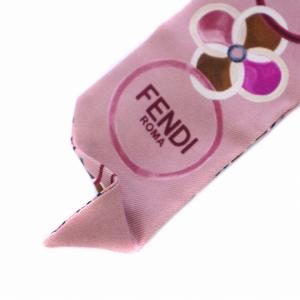 FENDI ラッピー エフイズ スカーフ 総柄 シルク イタリア製 ピンク