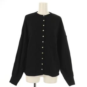 ドットボタンカーディガン5 スウェット 長袖 クルーネック F 黒 ブラック 21070212200430