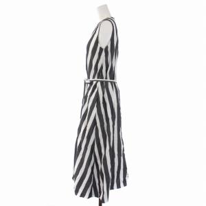 UNITED ARROWS Cotton Fabrica Dress ワンピース ロング ノースリーブ ウエストリボン ペチコート付き ストライプ 36