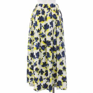 IENA ワッシャータンブラーランダムタックスカート フレア ミモレ ロング ウエストゴム 花柄 36 S マルチカラー 21060900560010