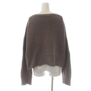 Deuxieme Classe 23SS Beauty プルオーバー ニット セーター ボートネック ショート 長袖 ワイドシルエット コットン F 茶色