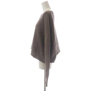 Deuxieme Classe 23SS Beauty プルオーバー ニット セーター ボートネック ショート 長袖 ワイドシルエット コットン F 茶色