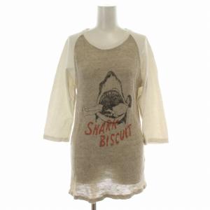 KAPITAL チュニック ニット カットソー リネン 切替 七分袖 クルーネック XS ベージュ 白 ホワイト