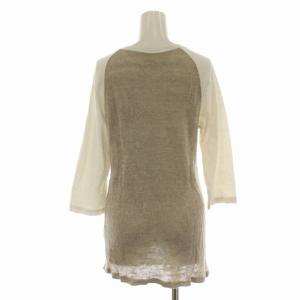 KAPITAL チュニック ニット カットソー リネン 切替 七分袖 クルーネック XS ベージュ 白 ホワイト