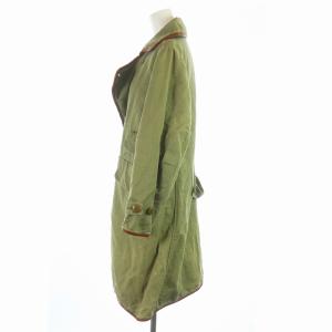 KAPITAL レザーパイピングコットンリネンコート Pコート ピーコート ロング 0 XS カーキ K1703LJ003