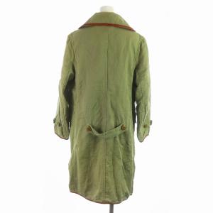 KAPITAL レザーパイピングコットンリネンコート Pコート ピーコート ロング 0 XS カーキ K1703LJ003