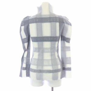 ISSEY MIYAKE A-POC INSIDE カットソー 長袖 ハイネック フリンジ チェック 2 M 白 ホワイト グレー