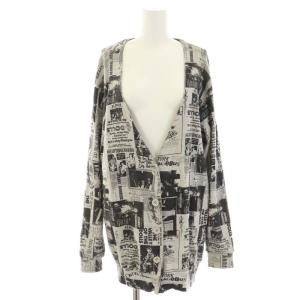 ニューヨークドールズ New York Dolls カーディガン Vネック 長袖 ロング 総柄 FREE グレー 黒 ブラック