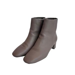 サイドジップ ショート ブーツ 36.5 23.5cm グレージュ 灰