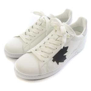 DSQUARED2 BOXER SNEAKERS スニーカー シューズ ローカット レザー 44 29cm 白 ホワイト 黒 ブラック SNM0174