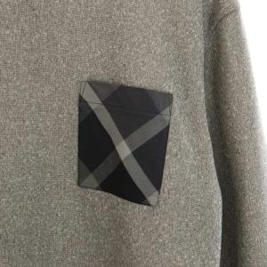 BLACK LABEL CRESTBRIDGE チェックポケットニットソー セーター クルーネック 長袖 M グレー 黒 ブラック