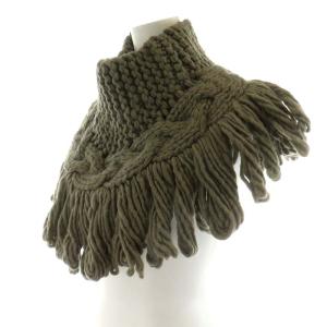 HYKE CABLE NECK WARMER フリンジ ウール グレー 212-11256
