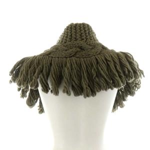 HYKE CABLE NECK WARMER フリンジ ウール グレー 212-11256
