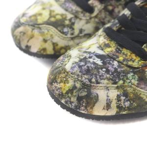 Onitsuka Tiger セラーノ SERRANO スニーカー シューズ ローカット 総柄 キャンバス 23.5cm 黒 ブラック 黄緑 ライトグリーン