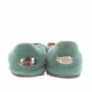 JIMMY CHOO ガゼ GAZE フラットシューズ パンプス スエード ラウンドトゥ グリッター 切替 37 24cm 緑 グリーン