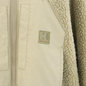 HELLY HANSEN フレームプルーフウールファイバーパイルサーモロングジャケット アウター フード ハーフジップ ロゴワッペン ウール混 M ベージュ