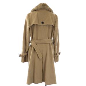 BLUE LABEL CRESTBRIDGE ラビットファー付きウールコート ダブル アウター ミドル丈 ロング 40 L ベージュ