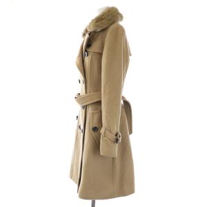 BLUE LABEL CRESTBRIDGE ラビットファー付きウールコート ダブル アウター ミドル丈 ロング 40 L ベージュ