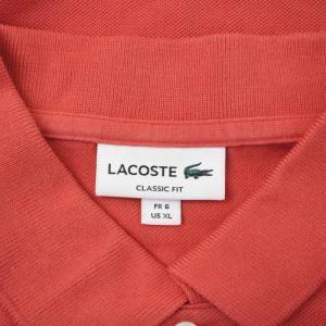 LACOSTE CLASSIC FIT ポロシャツ 半袖 ロゴ刺繍 ワンポイント 鹿の子 6 XL 赤 レッド L1212AL