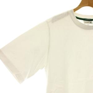 LACOSTE Tシャツ カットソー クルーネック ロゴ ワッペン 半袖 S 白 ホワイト