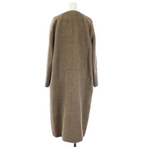 ATON ALPACA SHAGGY ノーカラーコート S ブラウン