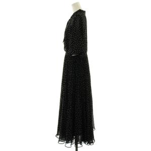 CELFORD タグ付き ドットプリーツワンピース ひざ丈 シフォン CWFO204051 半袖 38 M 黒 ブラック