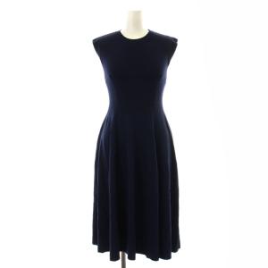 CELFORD タグ付き ワンピース ニットワンピ フレア ひざ丈 ノースリーブ クルーネック CWFO182034 38 M 紺 ネイビー