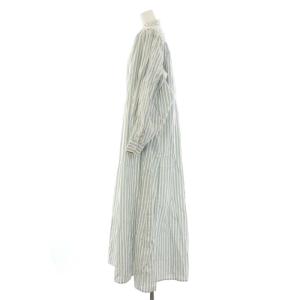 Ron Herman TEN カフタンドレスワンピース ロング バンドカラー 長袖 ストライプ ホワイト イエロー