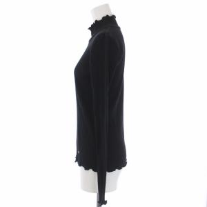 BLUE LABEL CRESTBRIDGE カットソー リブ 長袖 ハイネック フリル ロゴ 38 M 黒 ブラック