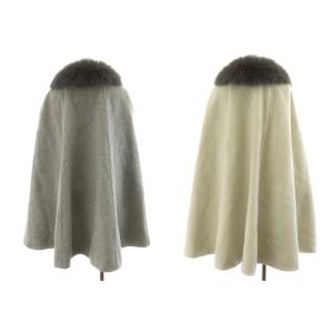 GRACE CONTINENTAL ポンチョ フォックスファー リバーシブル 36 グレー
