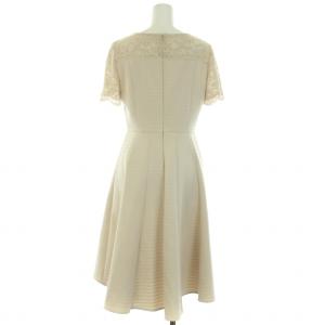 ANAYI フレアワンピース ひざ丈 半袖 レース 38 M ベージュ