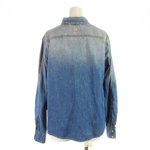 DIESEL シャツ 2WAY デニムシャツ 長袖 ジップアップ コットン ダメージ加工 XXS インディゴブルー