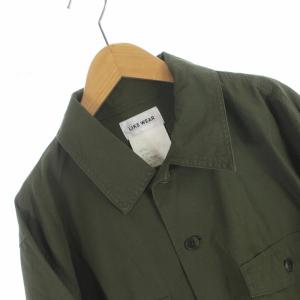 YAECA LIKE WEAR ベイカーシャツ ミリタリー ワーク 長袖 38 M OLIVE SATIN カーキ 21103