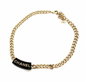 CHANEL 22AW チョーカー ネックレス ロゴプレート ゴールドカラー
