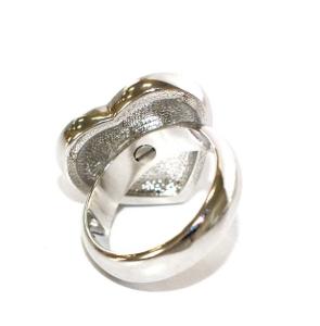 CHANEL B23B ココマーク ハート ラインストーン リング 指輪 12号 シルバーカラー