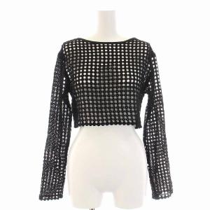 U by SPICK&SPAN 22SS フラワーレースプルオーバー カットソー 総レース 刺繍 ショート丈 長袖 黒 ブラック